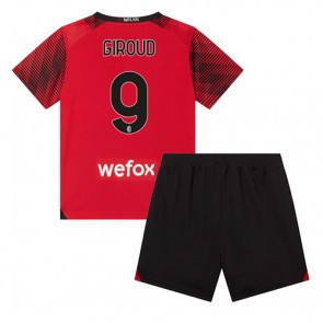 AC Milan Olivier Giroud #9 Dětské Domácí dres komplet 2023-24 Krátký Rukáv (+ trenýrky)